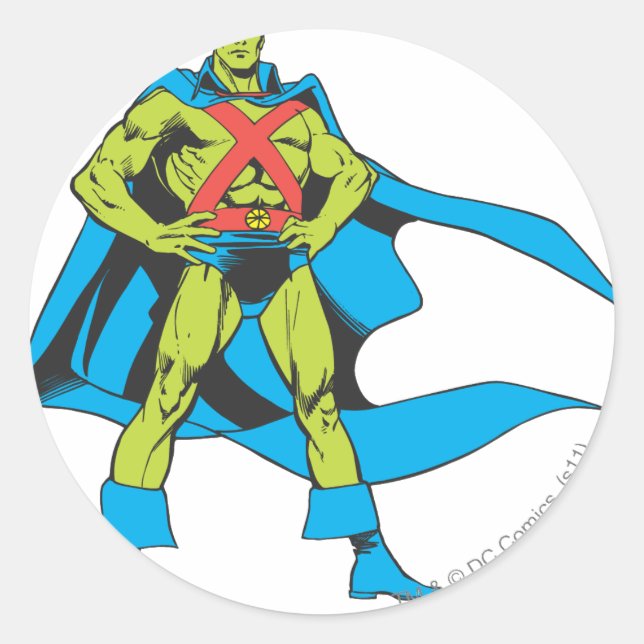 Pegatina Redonda Martian Manhunter Poses (Anverso)