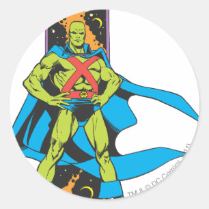 Pegatina Redonda Martian Manhunter & Space Backups