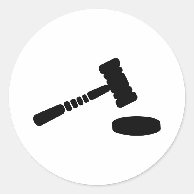 Pegatina Redonda Martillo del juez (Anverso)