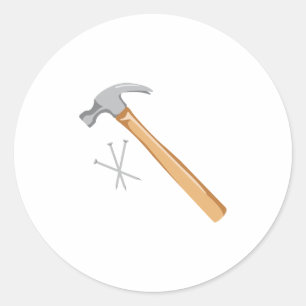 Pegatina Redonda Martillo y clavos