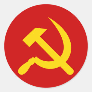 Pegatina Redonda Martillo y hoz del comunismo
