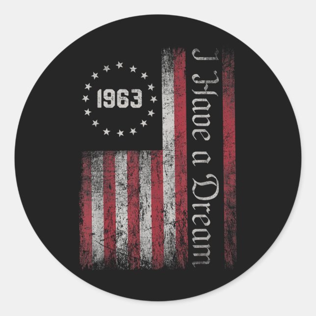 Pegatina Redonda Martin Luther King Jr. Day I Have A Dream Mlk Day (Anverso)