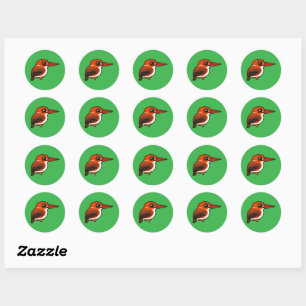 Pegatina Redonda Martin pescador pigmeo de Madagascar Birdorable