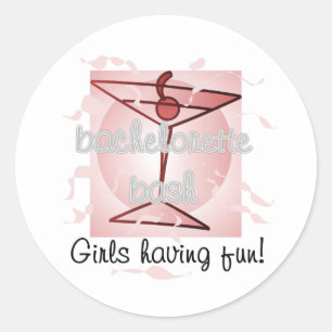 Pegatina Redonda Martini Bachelorette Bash Camisetas y Regalos