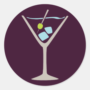 Pegatina Redonda Martini Glass