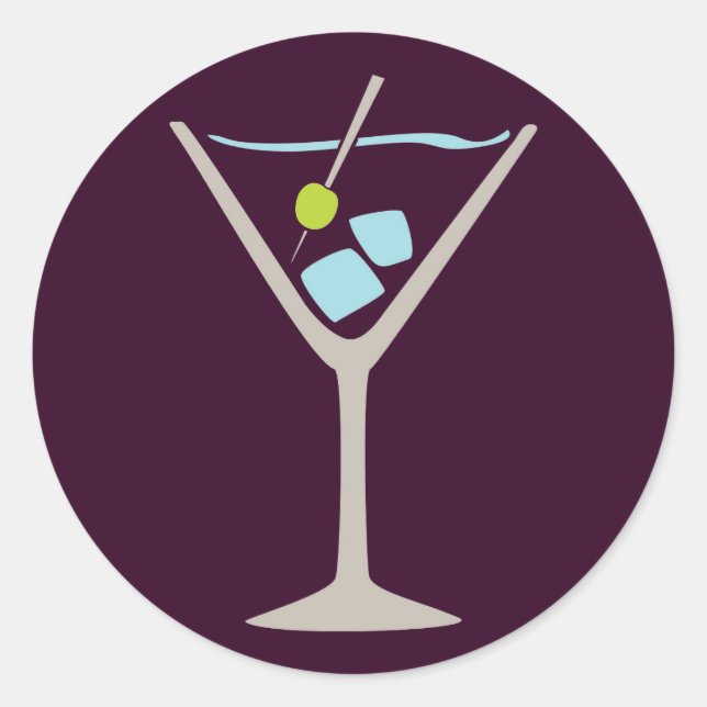 Pegatina Redonda Martini Glass (Anverso)