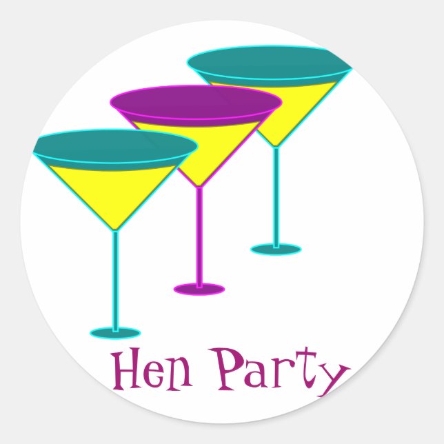 Pegatina Redonda Martini Glasses (Anverso)