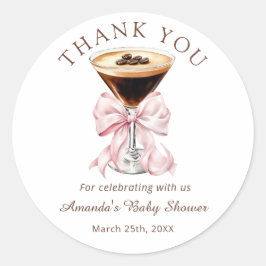 Pegatina Redonda Martini Pink Baby Shower Thank you Sticker