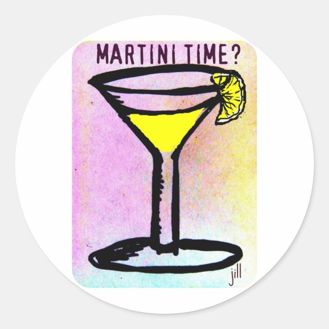 Pegatina Redonda MARTINI TIME LEMON DROP PASTEL IMPRESIÓN por Jill (Anverso)