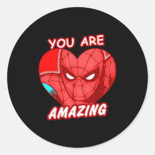 Pegatina Redonda Marvel Día de San Valentín Spider-man Eres Increíb
