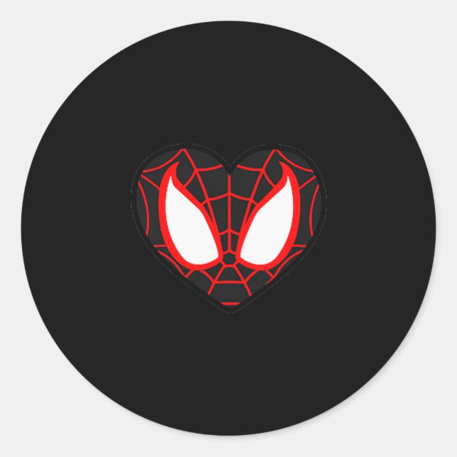 Pegatina Redonda Marvel Spider-man Miles Morales Día de San Valentí (Anverso)