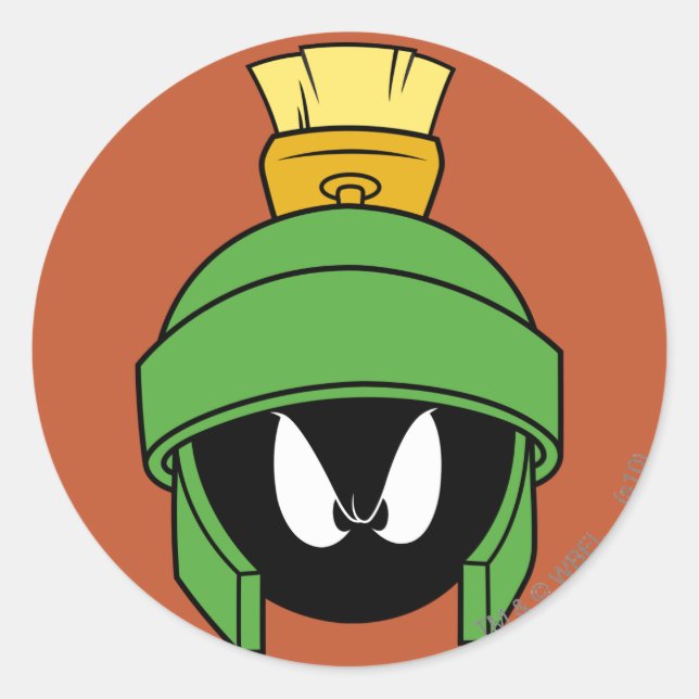 Pegatina Redonda MARVIN EL MARCIANO™ Loco (Anverso)