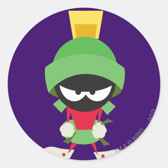 Pegatina Redonda MARVIN EL MARTIAN™ listo para atacar (Anverso)