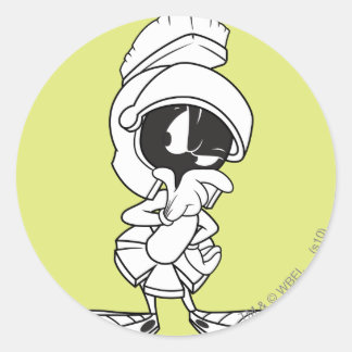 Pegatina Redonda MARVIN EL MARTIANO™ Pensando
