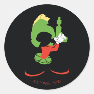 Pegatina Redonda MARVIN LA Silhouette MARTIAN™ Con Raygun