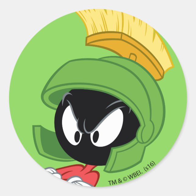 Pegatina Redonda MARVIN THE MARTIAN™ | Armas cruzadas (Anverso)