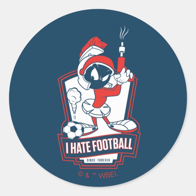 Pegatina Redonda MARVIN THE MARTIAN™ "I Hate Football" Graphic (Anverso)