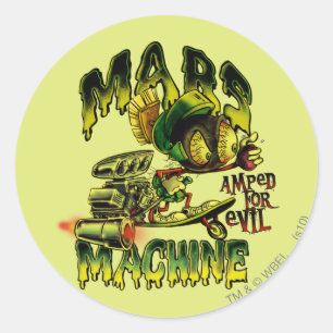 Pegatina Redonda MARVIN THE MARTIAN™ Mars Machine