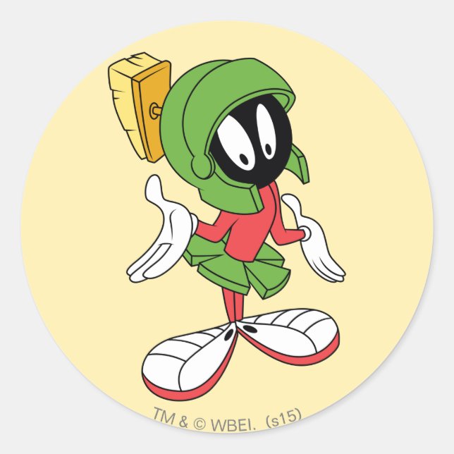 Pegatina Redonda MARVIN THE MARTIAN™ Shrug (Anverso)