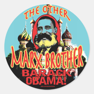 Pegatina Redonda Marx Brother anti Obama Shirt
