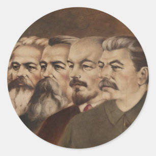 Pegatina Redonda Marx, Engels, Lenin y Stalin