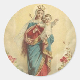 Pegatina Redonda Mary Ayuda de los cristianos