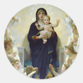 Pegatina Redonda Mary con ángeles - Regina Angelorum