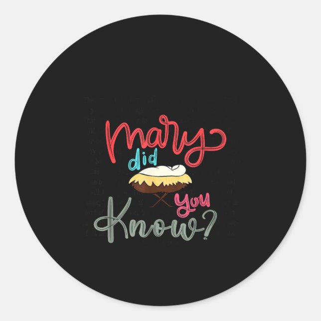 Pegatina Redonda Mary Did You Know Christian Bible Verse Christmas  (Anverso)