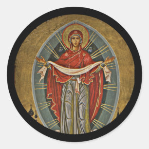 Pegatina Redonda Mary Protector Theotokos