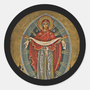 Pegatina Redonda Mary Protector Theotokos