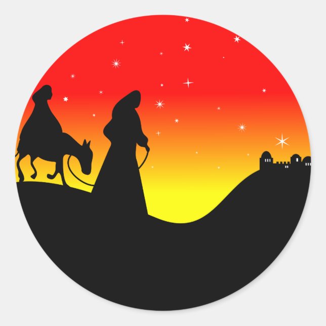 Pegatina Redonda Mary y Joseph (Anverso)