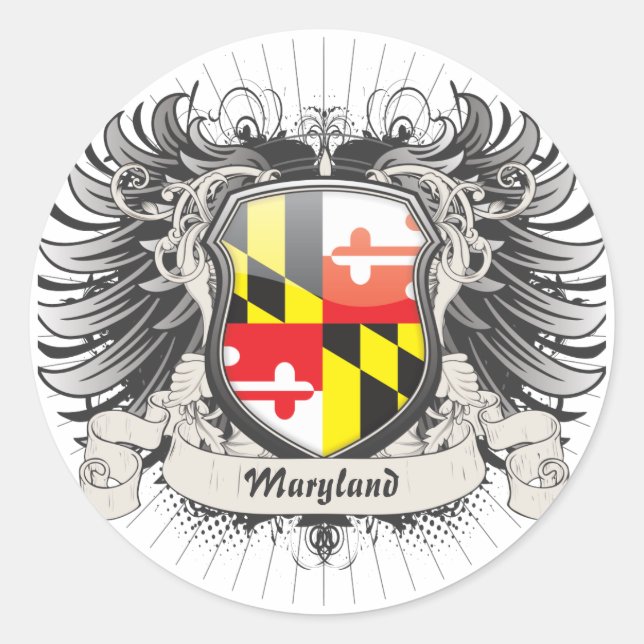 Pegatina Redonda Maryland Escudo (Anverso)