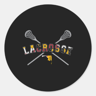 Pegatina Redonda Maryland Flag Lacrosse Boys  Mens College LAX Stic