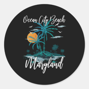 Pegatina Redonda Maryland Ocean City Beach