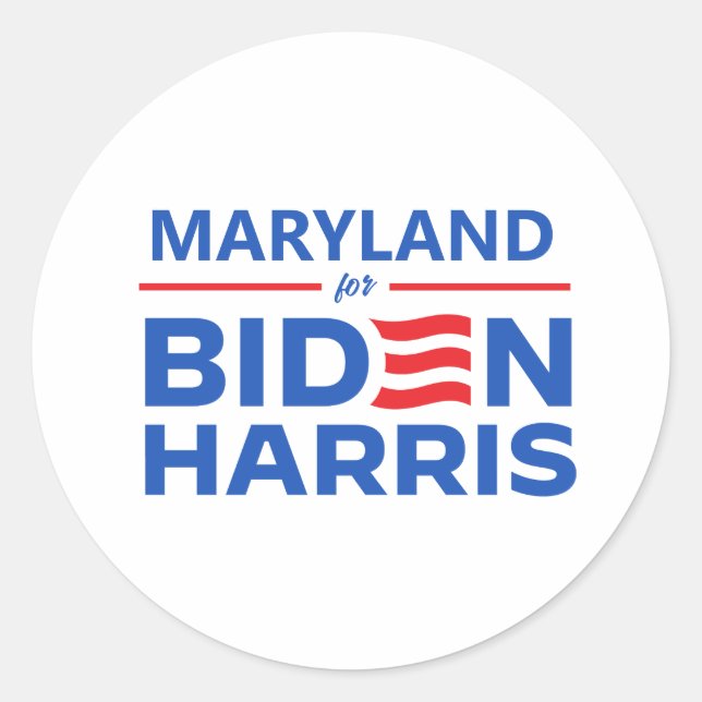 Pegatina Redonda Maryland para Biden Harris (Anverso)
