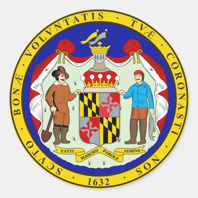 Pegatina Redonda Maryland State Seal (Anverso)