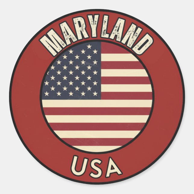 Pegatina Redonda Maryland United States of America (Anverso)