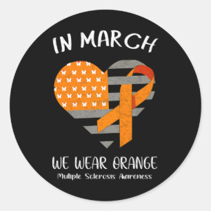 Pegatina Redonda Marzo Usamos Conciencia Naranja De Esclerosis Múlt