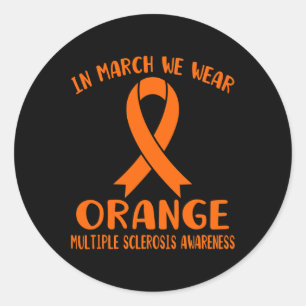 Pegatina Redonda Marzo Usamos Conciencia Naranja De Esclerosis Múlt