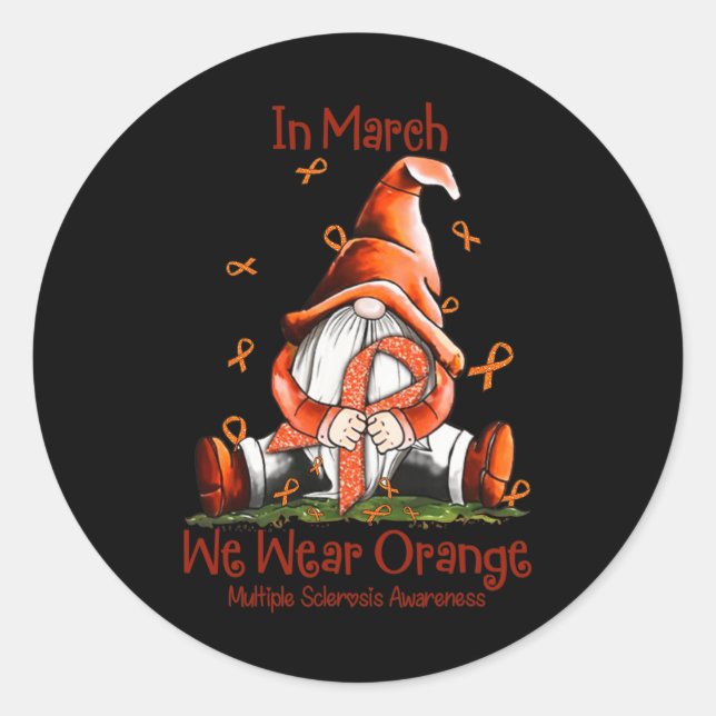 Pegatina Redonda Marzo Usamos Naranja Gnome Esclerosis Múltiple Ms  (Anverso)