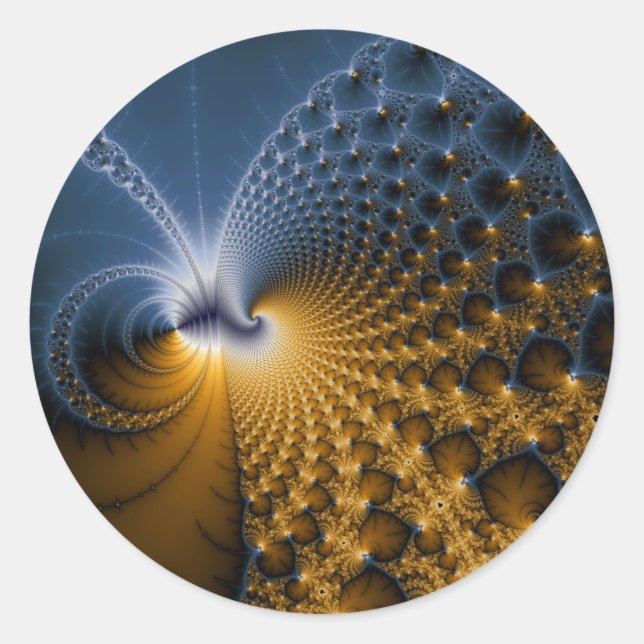 Pegatina Redonda Más adelante - Arte Fractal (Anverso)