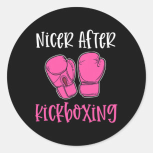 Pegatina Redonda Más agradable después de kickboxing divertido jueg