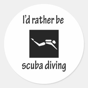 Pegatina Redonda Más bien buceo Scuba