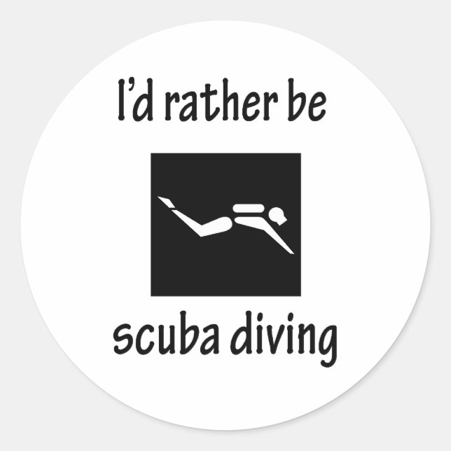 Pegatina Redonda Más bien buceo Scuba (Anverso)