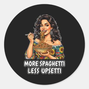 Pegatina Redonda Más Espaguetis Menos Camiseta Upsetti Mujeres Ital