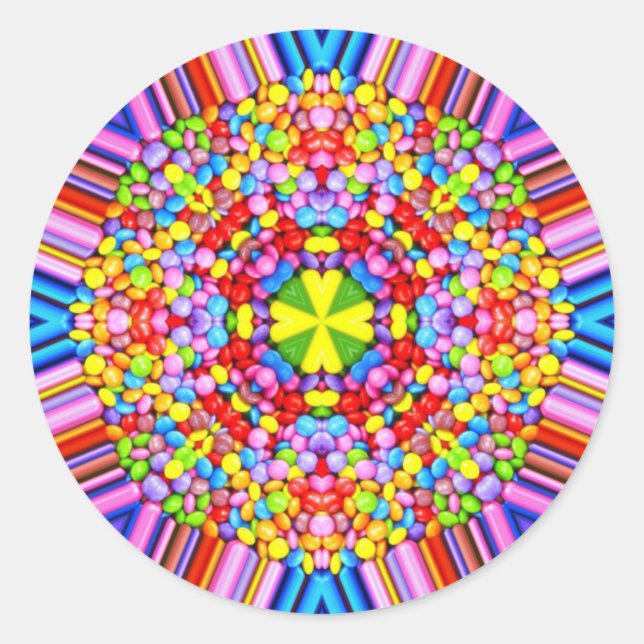 Pegatina Redonda ¡MÁS FÁCIL! CANDY multicolor para dar Pascua (Anverso)