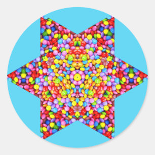 Pegatina Redonda ¡MÁS FÁCIL! Estrella multicolor del CANDY en Pascu