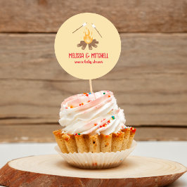 Pegatina Redonda Más fogata bebé ducha bizcochito