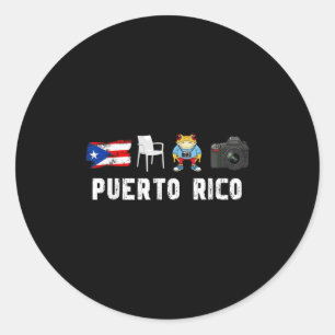 Pegatina Redonda Más fotos Bandera Ricana Puerto Rico Funny Sapo Co