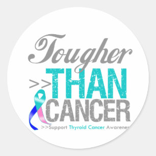 Pegatina Redonda Más fuerte que el cáncer - Cáncer tiroideo